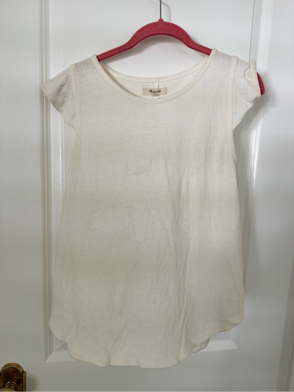Madewell Cream Short Sleeve Scoop Neck Tee